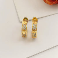 [LOXURA]LOVE 5.5MM DIAMOND PAVED EARRINGS