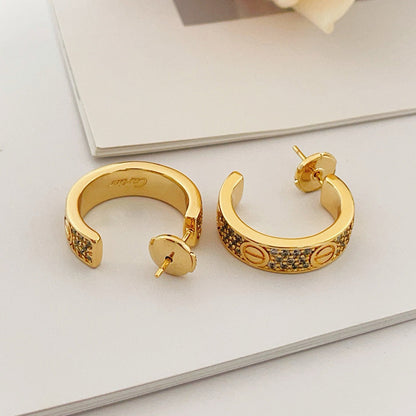 [LOXURA]LOVE 5.5MM DIAMOND PAVED EARRINGS