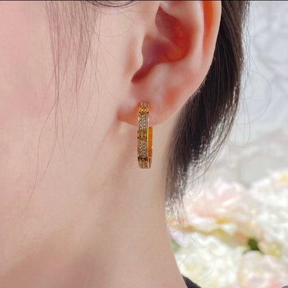 [LOXURA]LOVE EARRINGS 3.6MM DIAMOND PAVED