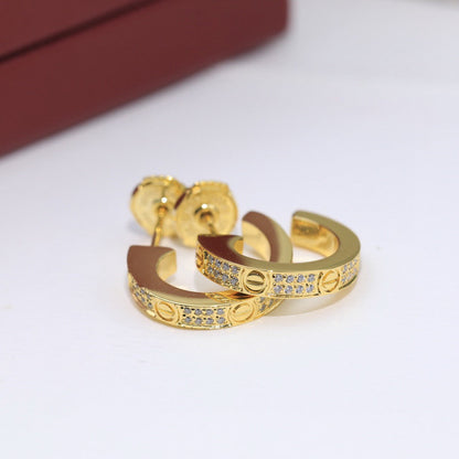 [LOXURA]LOVE 5.5MM DIAMOND PAVED EARRINGS