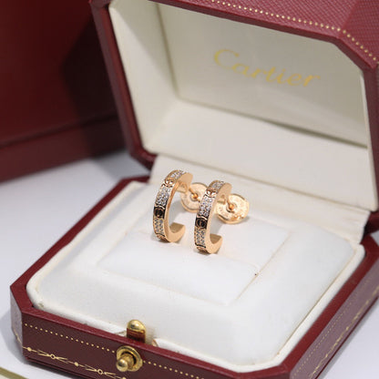 [LOXURA]LOVE 5.5MM DIAMOND PAVED EARRINGS