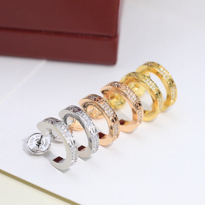 [LOXURA]LOVE 5.5MM DIAMOND PAVED EARRINGS