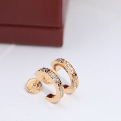 [LOXURA]LOVE 5.5MM DIAMOND PAVED EARRINGS