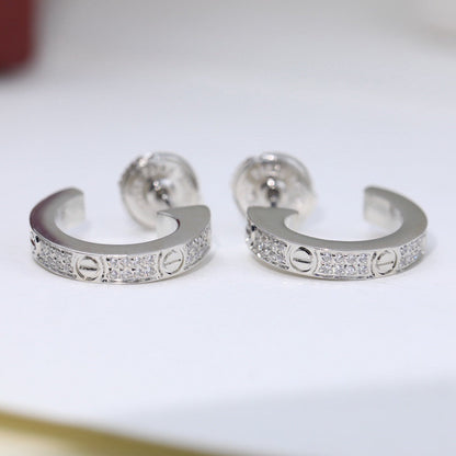 [LOXURA]LOVE 5.5MM DIAMOND PAVED EARRINGS