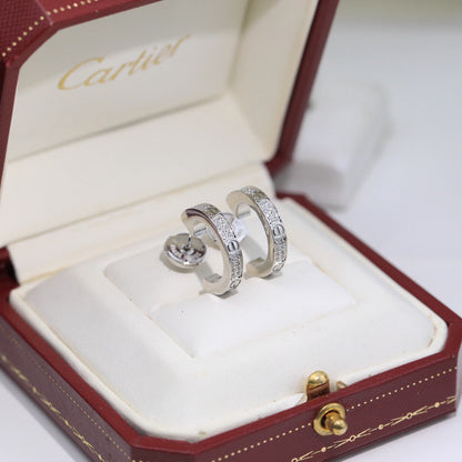 [LOXURA]LOVE 5.5MM DIAMOND PAVED EARRINGS