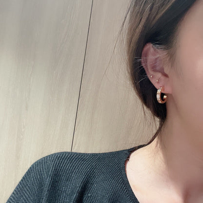 [LOXURA]LOVE 5.5MM DIAMOND PAVED EARRINGS