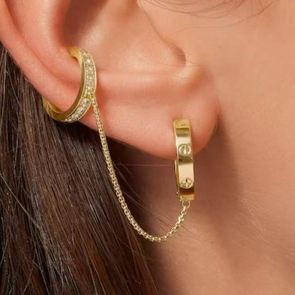 [LOXURA]LOVE 3.0MM HALF DIAMOND EARRINGS