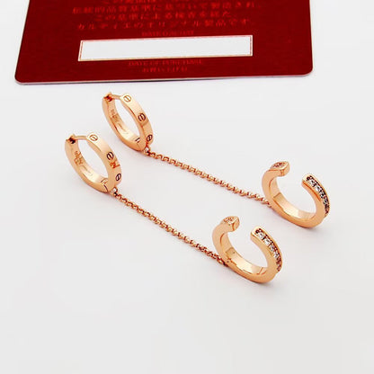 [LOXURA]LOVE 3.0MM HALF DIAMOND EARRINGS
