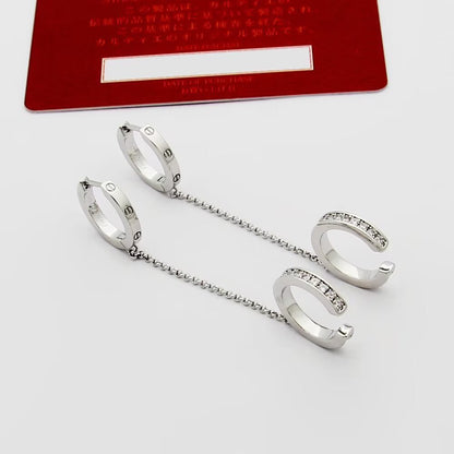 [LOXURA]LOVE 3.0MM HALF DIAMOND EARRINGS