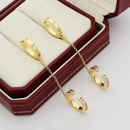 [LOXURA]LOVE 3.0MM HALF DIAMOND EARRINGS