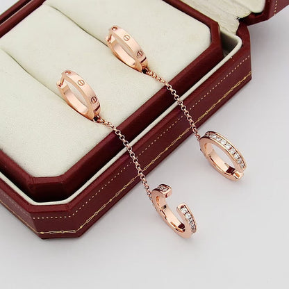 [LOXURA]LOVE 3.0MM HALF DIAMOND EARRINGS