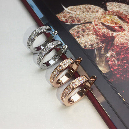 [LOXURA]LOVE 5.5MM DIAMOND PAVED EARRINGS