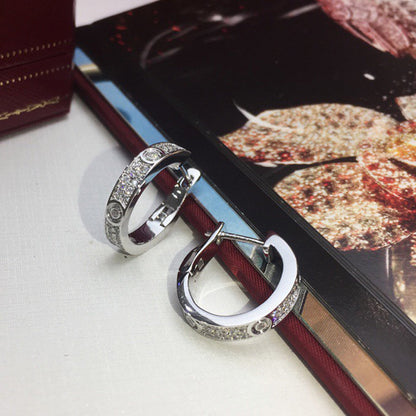 [LOXURA]LOVE 5.5MM DIAMOND PAVED EARRINGS
