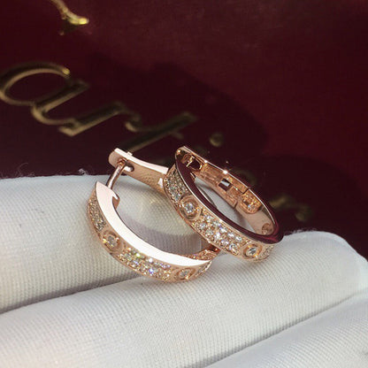 [LOXURA]LOVE 5.5MM DIAMOND PAVED EARRINGS
