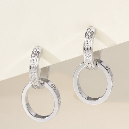 [LOXURA]LOVE 3.3MM DANGLE HALF DIAMOND EARRINGS
