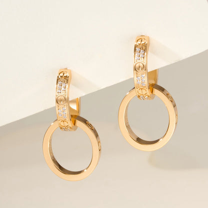 [LOXURA]LOVE 3.3MM DANGLE HALF DIAMOND EARRINGS