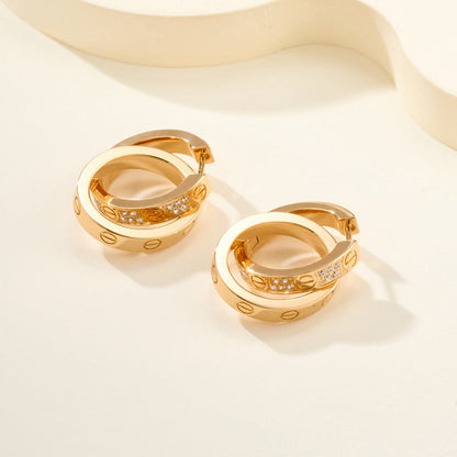 [LOXURA]LOVE 3.3MM DANGLE HALF DIAMOND EARRINGS