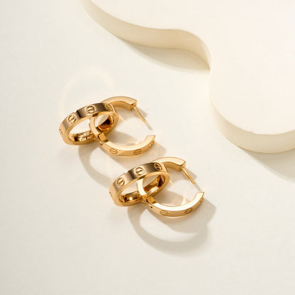 [LOXURA]LOVE 3.3MM DANGLE HALF DIAMOND EARRINGS