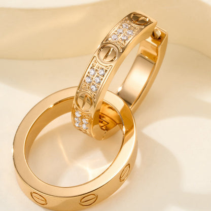 [LOXURA]LOVE 3.3MM DANGLE HALF DIAMOND EARRINGS