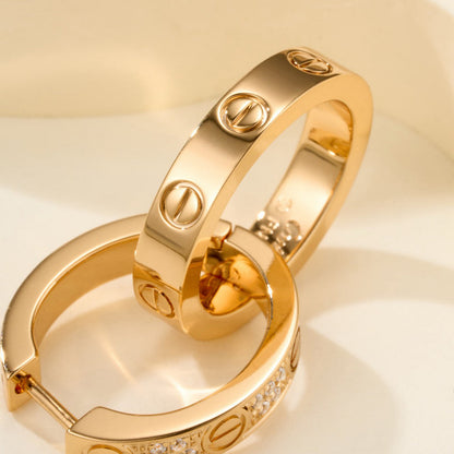 [LOXURA]LOVE 3.3MM DANGLE HALF DIAMOND EARRINGS