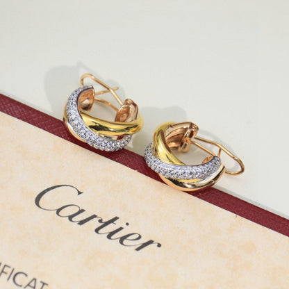 [LOXURA]TRINITY HALF DIAMOND  CLASSIC EARRINGS