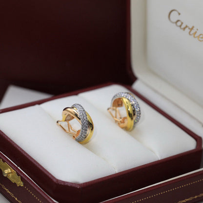 [LOXURA]TRINITY HALF DIAMOND  CLASSIC EARRINGS