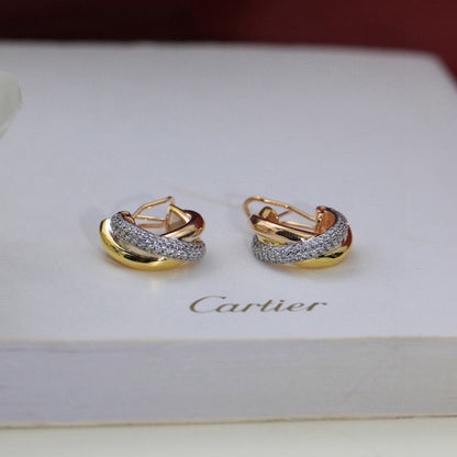 [LOXURA]TRINITY HALF DIAMOND  CLASSIC EARRINGS