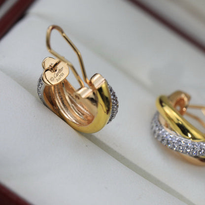 [LOXURA]TRINITY HALF DIAMOND  CLASSIC EARRINGS