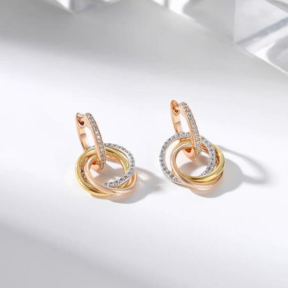 [LOXURA]TRINITY HALF DIAMOND  EARRINGS