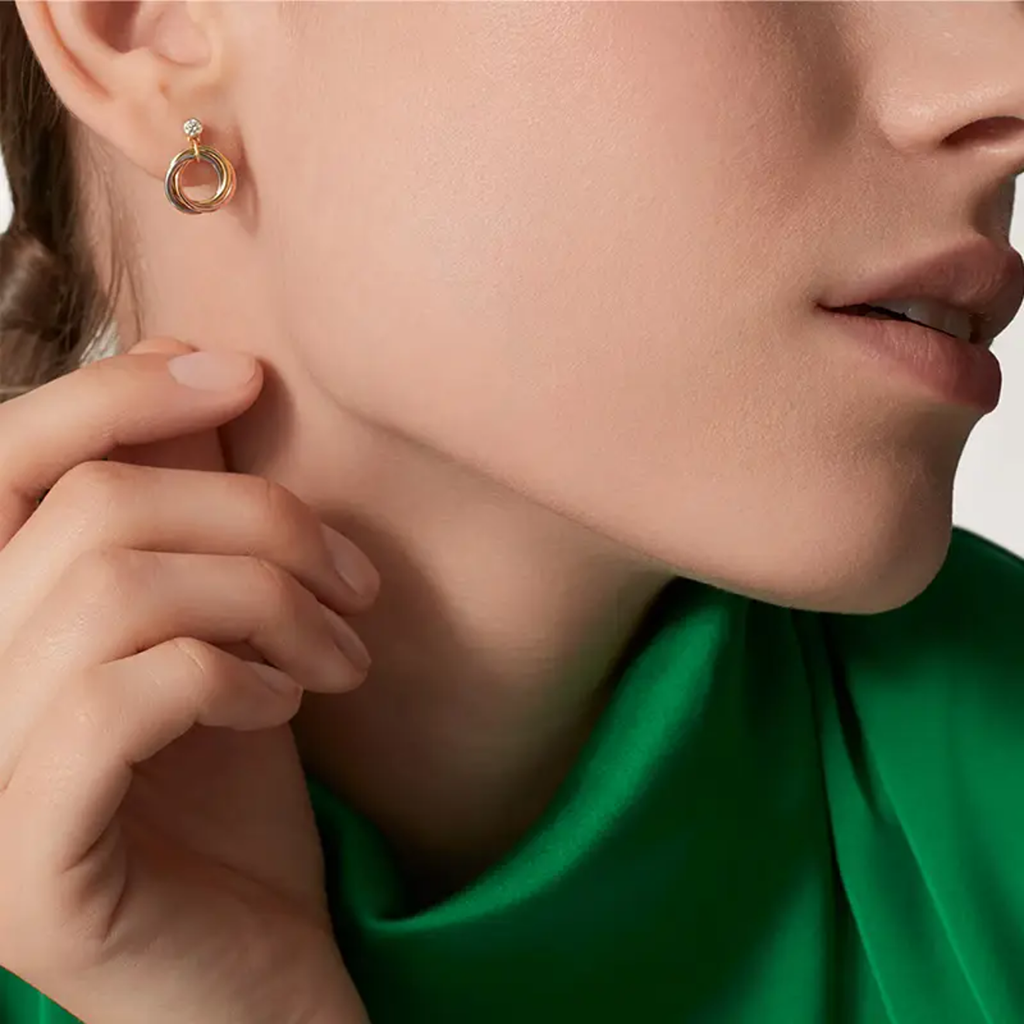 [LOXURA]TRINITY ON DIAMOND  EARRINGS