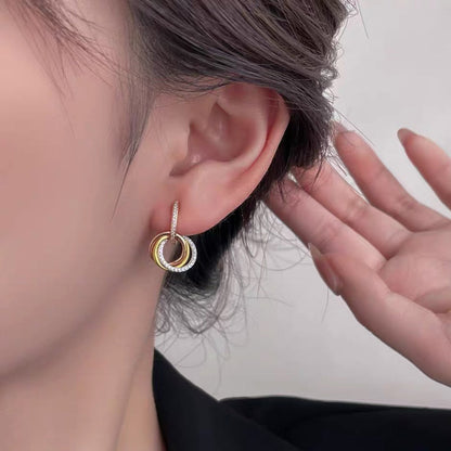 [LOXURA]TRINITY HALF DIAMOND  EARRINGS