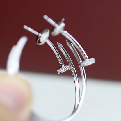 [LOXURA]JUSTE HALF DIAMOND LARGE EARRINGS