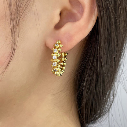 [LOXURA]CLASH FULL DIAMOND MEDIUM EARRINGS