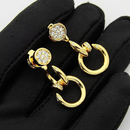 [LOXURA]JUSTE HALF DIAMOND DOUBLE EARRINGS