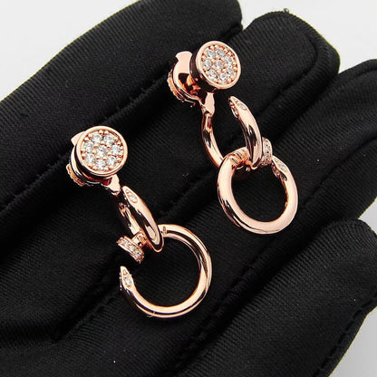 [LOXURA]JUSTE HALF DIAMOND DOUBLE EARRINGS