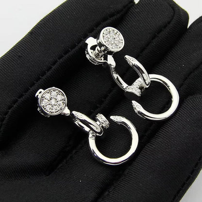 [LOXURA]JUSTE HALF DIAMOND DOUBLE EARRINGS