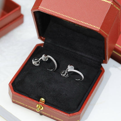 [LOXURA]JUSTE FULL DIAMOND DOUBLE EARRINGS