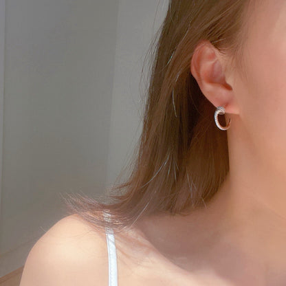 [LOXURA]JUSTE FULL DIAMOND DOUBLE EARRINGS
