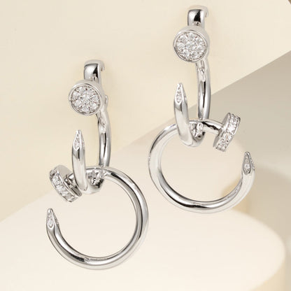 [LOXURA]JUSTE HALF DIAMOND DOUBLE EARRINGS