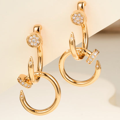 [LOXURA]JUSTE HALF DIAMOND DOUBLE EARRINGS