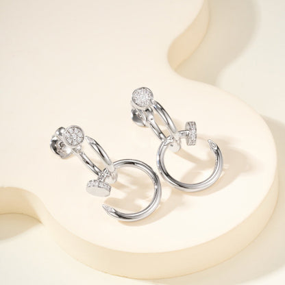 [LOXURA]JUSTE HALF DIAMOND DOUBLE EARRINGS