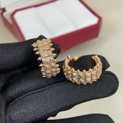 [LOXURA]CLASH 9.2MM FULL DIAMOND DOUBLE ROW EARRINGS