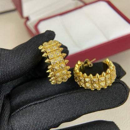 [LOXURA]CLASH 9.2MM FULL DIAMOND DOUBLE ROW EARRINGS