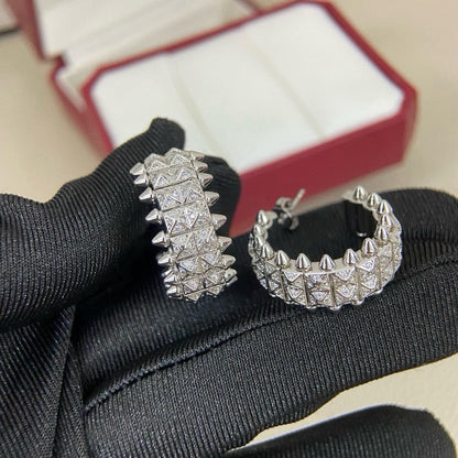[LOXURA]CLASH 9.2MM FULL DIAMOND DOUBLE ROW EARRINGS