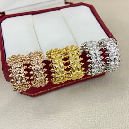 [LOXURA]CLASH 9.2MM FULL DIAMOND DOUBLE ROW EARRINGS