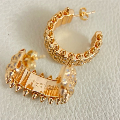 [LOXURA]CLASH 9.2MM FULL DIAMOND DOUBLE ROW EARRINGS