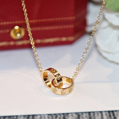 [LOXURA]LOVE DOUBLE RING NECKLACE