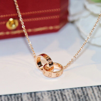 [LOXURA]LOVE DOUBLE RING NECKLACE