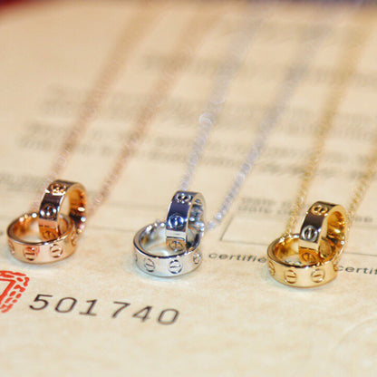 [LOXURA]LOVE DOUBLE RING NECKLACE