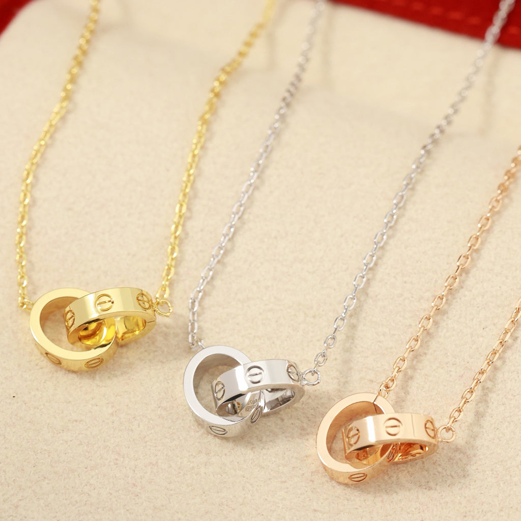 [LOXURA]LOVE DOUBLE RING NECKLACE